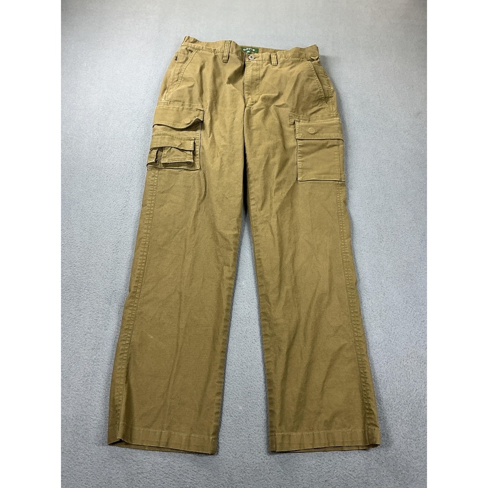 Orvis Pants Mens 32x30 Green Canvas Cargo Elastic Waist Straight Leg Outdoor